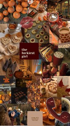 a collage of photos with pumpkins, cookies and other things in the background