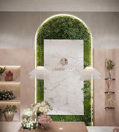 the interior of marveot's new store in paris, france with flowers and greenery on display