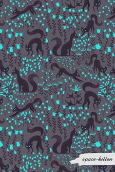 a blue and black animal pattern on a gray background