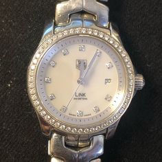 Beautiful Women’s Tag Heuer Link Diamond Watch. Well Cared For. All Originals Paperwork And Box. Just Had The Battery Replaced And Watch Cleaned. Receipts Can Be Provided. Tag Heuer Carrera Women, Womens Tag Heuer Watches, Tag Heuer Female Watch, Tag Heuer Women, Tag Aquaracer Woman, Tag Heuer Aquaracer Professional 200, S Tag, Diamond Watch, Tag Heuer