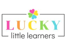 lucky little learners logo with the words lucky and clovers in rainbow colors on white background