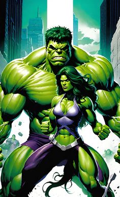 the incredible hulk and her daughter are depicted in this cover art for an upcoming comic book