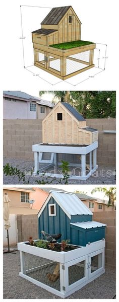 the chicken coop is built in two sections