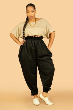 Curvy Alternative Fashion, Khaki Shorts Outfit, Flare Maxi Skirt, Slouch Pants, Gray Cap, Balloon Pants, Black Pants Casual, Plus Size Pants, Leather Shorts