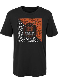 Kids, show your support for your favorite team in this Houston Dynamo Boys Black Short Sleeve Tee! This T-Shirt features a screen print team graphic, so everyone will know you cheer for the HOU Dynamo! This is the perfect Houston Dynamo Boys T-Shirt for wearing from every day to game day. Go Dynamo! Screen print team graphic, Ribbed collar, Double stitched cuffs and hem, Perfect for any young sports fan!, 100% COTTON, Machine Wash Cold, Import, Domestic Band Merch T-shirt With Graphic Print For Sports, Black T-shirt With Team Logo For Fans, Black Cotton T-shirt With Team Logo, Team-colored Screen Print T-shirt For Fans, Black Graphic Print Top For Football Season, Black T-shirt With Team Logo For Game Day, Black Sublimation Design T-shirt With Team Logo For Streetwear, Black Cotton Sports Fan T-shirt, Black T-shirt For Game Day Football Season