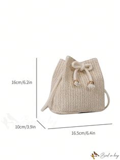 BirdinBag - Beige Mini Straw Bag with Drawstring Detail - Ideal for Summer Beach Vacations White Backpack For The Beach, White Backpack For Beach, Beige Pouch Beach Bag With Adjustable Strap, Casual Summer Straw Backpack Bag, Casual Summer Straw Backpack, Trendy Summer Bucket Backpack, Beach Crochet Backpack, Beige Backpack For Vacation, Beach Bucket Bag Backpack With Adjustable Strap