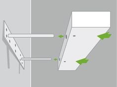 an overhead view of a ceiling with two green arrows pointing to the left and right