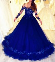 royal blue tulle ball gown long sleeves wedding dress Fitted Long Sleeve Ball Gown For Quinceanera, Blue Long Sleeve Gown For Prom, Royal Fitted Dress For Quinceanera, Blue Long Sleeve Ball Gown For Banquet, Royal Blue Long Sleeve Dress For Banquet, Fitted Long Sleeve Ball Gown With Ruffles, Royal Blue Long Sleeve Evening Dress For Prom, Royal Long Sleeve Fitted Gown, Royal Blue Long Sleeve Gown For Banquet