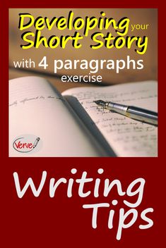 an open book with the title developing your short story with 4 paragraphs exercise writing tips