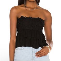 Nwt - No Flaws Size Xs Open To Offers Black Flirty Tube Top For Summer, Black Strapless Crop Top For Summer, Flirty Black Tube Top For Summer, Black Sleeveless Tube Top For Day Out, Sleeveless Black Tube Top For Day Out, Black Tube Top For Day Out, Strapless Crop Top For Date Night, Black Strapless Tube Top For Spring, Black Strapless Top For Day Out