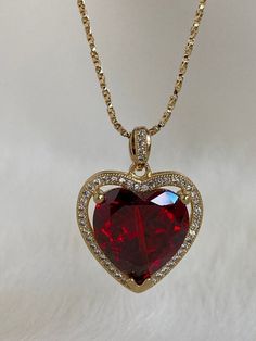 Square Ruby Necklace, Luxury Red Amulet Necklace, Luxury Red Choker For Gift, Cubic Zirconia Heart Necklace With Gemstone For Valentine's Day, Heart Necklace With Cubic Zirconia For Valentine's Day, Valentine's Day Heart Necklace With Cubic Zirconia Gemstone, Red Heart Cut Cubic Zirconia Necklace, Red Heart-cut Cubic Zirconia Necklace, Gold Ruby Heart Pendant Jewelry