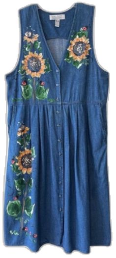 Summer Floral Embroidery Medium Wash Denim Dress, Sleeveless Relaxed Fit Denim Dress For Spring, Summer Medium Wash Denim Dress With Floral Embroidery, Summer Floral Embroidered Medium Wash Denim Dress, Summer Sleeveless Relaxed Fit Denim Dress, Casual Floral Embroidered Denim Dress For Summer, Spring Casual Denim Dress With Floral Embroidery, Casual Spring Denim Dress With Floral Embroidery, Fitted Floral Embroidered Denim Dress For Summer