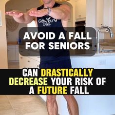 a man wearing a straw hat standing in front of a kitchen counter with the caption, avoid a fall for seniors