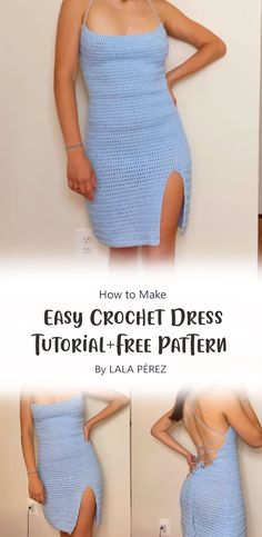 a crochet dress is shown with the text how to make easy crochet dress