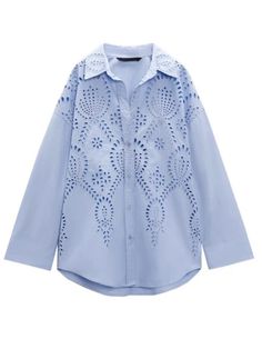 Light blue long sleeves shirt - Wapas Curved Hem Shirt, Blue Shirt Women, Embroidery Shirt, Women Shirt Top, Shirt Casual Style, Blue Long Sleeve Shirt, Womens Fashion Casual Summer, Casual Shirt Women, Shirts Women Fashion