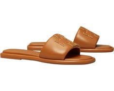 Tory Burch Double T Sport Slide | Zappos.com Classic Tan Sandals With Leather Lining, Classic Tan Leather Sandals, Casual Tan Sandals With Leather Lining, Tan Leather Casual Sandals, Luxury Closet, Product Reviews, Tory Burch, Closet, Color