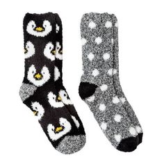 New 2 Pair Cozy Crew Socks Penguin & Polka Dots Women's Size 4-10 Soft Novelty Footwear Material: 97% Recycled Polyester, 2% Other Fibers, 1% Spandex Machine Wash & Tumble Dry Playful Black Winter Socks, Duck Boot Socks, Yellow Socks, Cabin Socks, Give Love, Fluffy Socks, Fuzzy Socks, Cozy Socks, Fishnet Stockings