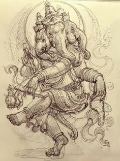 a drawing of an elephant with a man on it's back holding something in his hand