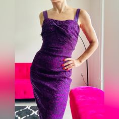 Built In Corset. Satin Lining. Very Good Condition. Barely Worn Dolce And Gabbana Purple Dress, Purple Lace Dress, Dolce Gabbana Dress, Purple Lace, Purple Dress, Lace Dress, Dolce And Gabbana, Satin, Midi Dress