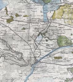 an old map shows the location of several different areas in this area, including water and land