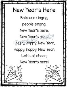 a new year's card with the words, happy new year's here