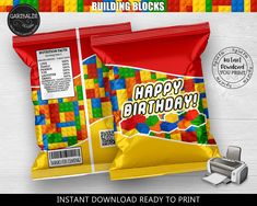 a bag of happy birthday legos candy