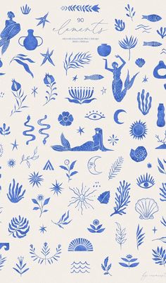 an image of blue and white designs on paper