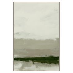 an abstract painting with white and green colors