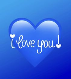 a blue heart with the words i love you written in white on it's side