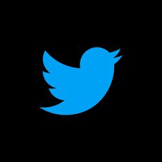 a blue twitter logo on a black background