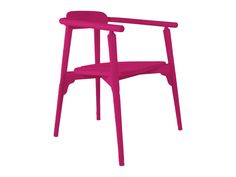 a pink plastic chair on a white background