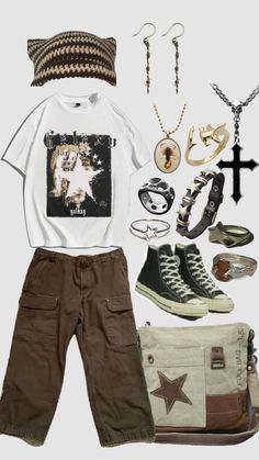 Baggy Outfit Ideas, Grunge Fits, Baggy Clothes, Funky Outfits, Edgy Outfits