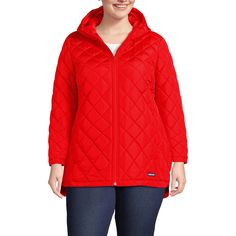 Stay warm on chilly days with our Women's FeatherFree Insulated Jacket. Made with 100% recycled fabric and insulation it features a water-resistant shell to keep you dry during light rain. Diamond quilting ensures even insulation while the attached hood shields you from cold breezes. Handy pockets warm your hands and a storm flap behind the full zip offers extra protection. This packable jacket is easy to wear anywhere and when it needs care simply toss it in the wash. Long Peacoat, Long Sleeve Denim Shirt, Packable Jacket, Plus Size Coats, Stylish Jackets, Plus Size Sweaters, Long Jacket, Women's Coats & Jackets, Outerwear Coats