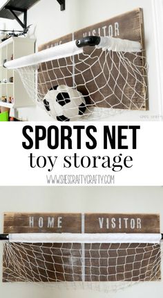 sports net toy storage is an easy way to store toys and other items in the playroom