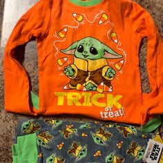 Mandalorian Grogu Childs Pajamas Nwt Playful Orange Long Sleeve Sleepwear, Playful Orange Loungewear Sets, Playful Orange Sleepwear For Sleepovers, Long Sleeve Sleepwear For Halloween Playtime, Playful Orange Playwear Sets, Orange Long Sleeve Sleepwear For Fall, Orange Sleepwear For Halloween, Orange Long Sleeve Halloween Sets, Star Wars Orange