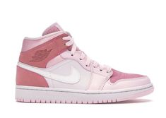 Jordan 1 Mid Digital Pink, Air Jordan 1 Mid Digital Pink, Pink Jordans, Lanvin Sneakers, Dior Sneakers, Jordan Model, Balenciaga Sneakers, Cute Nike Shoes, Air Jordan Sneakers