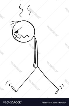 Stick Person Drawing, Person Walking Drawing, Kindergarten Art Crafts, Walking Cartoon, Stick Men Drawings, Angry Man, Person Walking, Angry Person, Funny Stick Figures