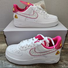 Nike Air Force 1 ‘07 White/White-Pink Women Sz 7.5. Dv3809-100 Dragon Fruit Pink Perforated Toe Box Sneakers For Streetwear, Pink Nike Air Force 1 Low-top For Sports, Pink High-top Nike Air Force 1 For Sports, Pink High-top Nike Air Force 1, Pink Low-top Nike Air Force 1 Sneakers, Pink Lace-up Nike Air Force 1, Pink Lace-up Custom Sneakers With Perforated Toe Box, Pink Nike Air Force 1 Synthetic, Pink Nike Air Force 1 Synthetic For Streetwear