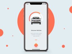 an iphone with the app on it displaying a car