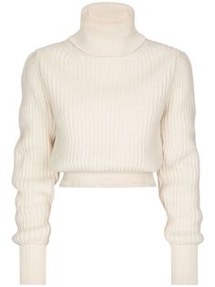 Find DOLCE & GABBANA Ribbed-knit Roll-neck Jumper on Editorialist. cream white virgin wool ribbed knit roll neck long sleeves straight hem cropped White Turtleneck, Roll Neck Jumpers, Wool Turtleneck, Dolce E Gabbana, Roll Neck, Dolce & Gabbana, Square Scarf, Lace Boots, Swimwear Tops