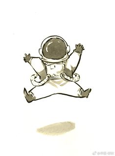 a drawing of an astronaut floating in the air