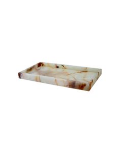 a white and brown marble tray on a white background