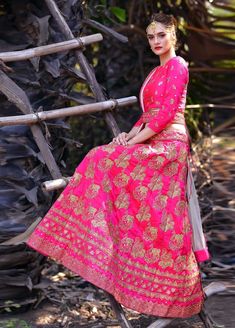 Buy Now Pink Color Designer Ethinc Wear Lehenga Choli | Shreedesignsnx Heavy Bridal Lehenga, Bridal Lehenga Designs, Rani Pink, Lehnga Dress, Bridal Lehenga Collection, Designer Bridal Lehenga, Indian Bridal Lehenga