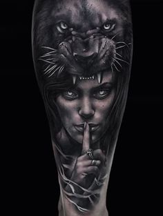 Tato Realis, Panther Tattoos, Headdress Tattoo, Black Panther Tattoo, Black And White Tattoo, Panther Tattoo, Geniale Tattoos, 3d Tattoos, Maori Tattoo