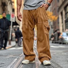 Season:Spring   Fall; Fabric:Cotton Blend; Gender:Men's; Style:Fashion,Streetwear; Elasticity:Micro-elastic; Occasion:Daily,Going out,Outdoor; Fit Type:Regular Fit; Function:Soft,Comfort; Waistline:Mid Waist; Pattern:Plain; Design:Straight Leg,Pocket,Multi Pocket; Pants Type:Trousers,Cargo Pants,Casual Pants,Corduroy Pants; Fly Type:Zipper,Button; Front page:FF; Listing Date:08/15/2024; Hips:null; Length:null; Waist:null; Fit US Size:null; Fit UK Size:null; Fit EU Size:null; Pants Length:Full Length Casual Solid Corduroy Pants, Casual Solid Color Corduroy Pants, Casual Non-stretch Corduroy Bottoms, Non-stretch Corduroy Casual Bottoms, Baggy Corduroy Cargo Pants, Casual Corduroy Pants, Casual Corduroy Cargo Pants, Casual Corduroy Trousers, Casual Khaki Corduroy Bottoms