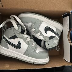 Brand New Worn Once Box Included! 4c Gray High-top Jordan Shoes, Gray Low-top Sneakers With Soft Sole, Gray Casual Sneakers With Soft Sole, Casual Gray Synthetic Jordan Shoes, Casual Gray Sneakers With Soft Sole, Batman Bebe, Crochet Moccasins, Toddler Jordans, Baby Jordan Shoes