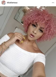 #naturalhair #naturalhairstyles #curlyhair #curlyhairstyles #pinkhair #pinkcurls #pinkcurlyhair #curlybobhairstyles Pink Curls, Curly Bob Hairstyles, Cherry Blossom, Curly Hair