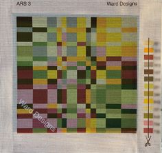 a cross stitch pattern with squares in different colors and sizes on the bottom half of it