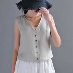 Linen Waistcoat, Flax Clothing, Waistcoat Fashion, Plain Vest, Linen Vest, Vest Waistcoat, Linen Tank, Linen Casual, Oversized Blouse