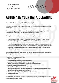 the flyer for automate your data cleaning, with instructions on how to use it